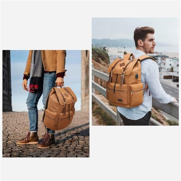 Modoker Mens Canvas Vintage Backpack for Men,Women, Travel Laptop Backpack Fits main image 5